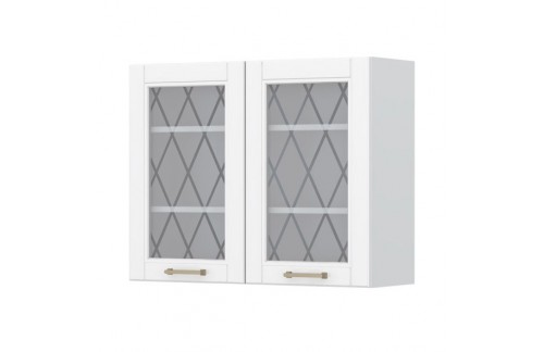 POŠKODOVANA EMBALAŽA VISEČI ELEMENT ZA KUHINJO TARA S STEKLENIMI VRATCI V7-90-2KS-Bela mat lak