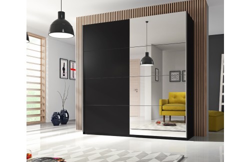 GARDEROBNA OMARA Z DRSNIMI VRATI(200CM) BETA - ČRNA