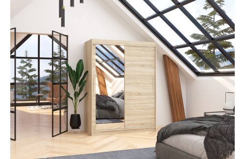 Garderobna omara z drsnimi vrati Bianco (150 cm)