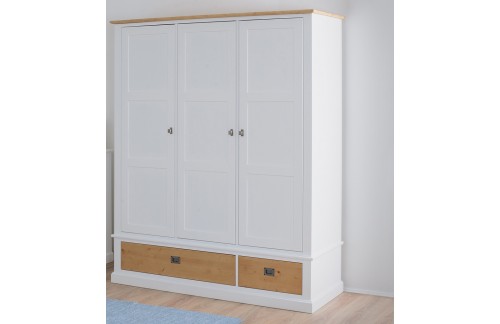 Garderobna omara BROAD S TIHIM ZAPIRANJEM - BELA + NATUR