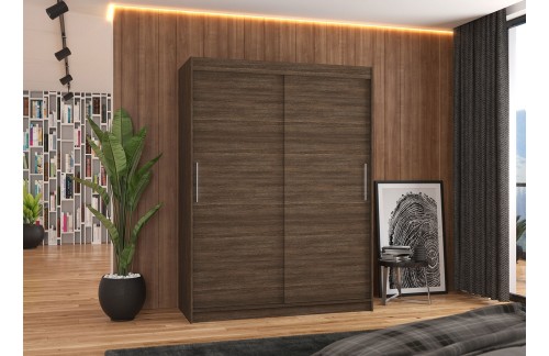 POŠKODOVANA Garderobna omara z drsnimi vrati Denver Čokoladno rjava - 150 cm