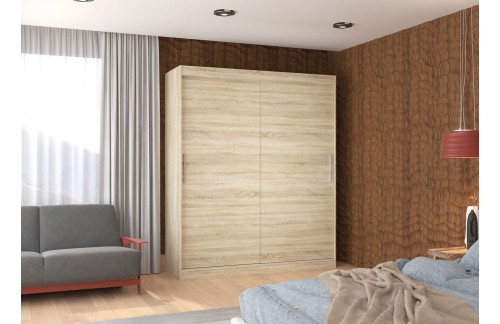 Garderobna omara z drsnimi vrati Lincoln (180 cm)-Sonoma hrast