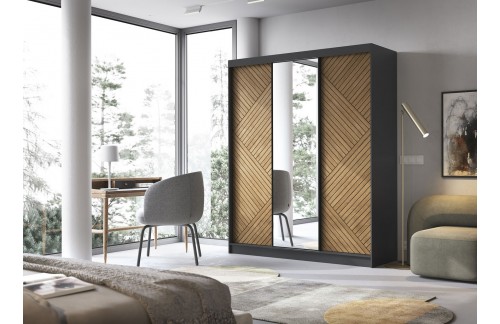 GARDEROBNA OMARA Z DRSNIMI VRATI IN OGLEDALOM MARPHY - 180 CM