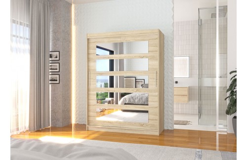 Garderobna omara z drsnimi vrati Murani (150 cm)-Sonoma hrast