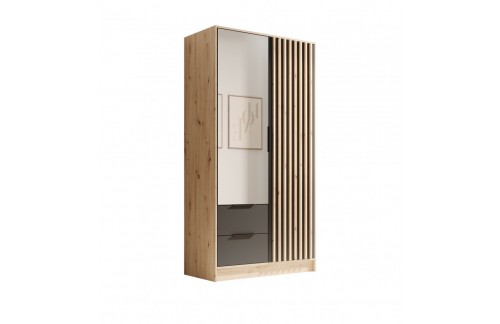 Garderobna omara Neri 102 cm - HRAST ARTISAN-ČRNA