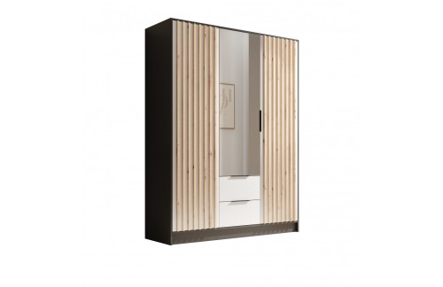 Garderobna omara Neri 150.5 cm - ČRNA-BELA