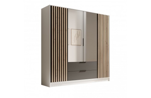 Garderobna omara Neri 200 cm - BELA-ČRNA