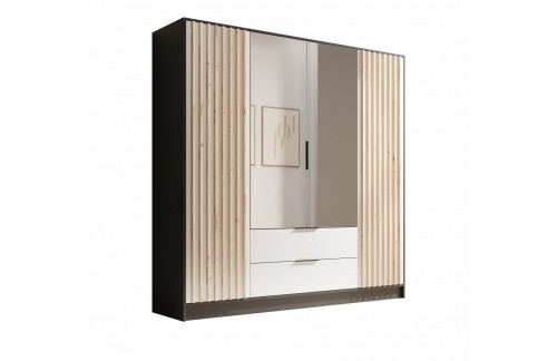 Garderobna omara Neri 200 cm - ČRNA-BELA