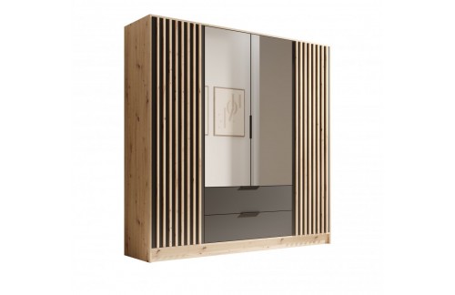 Garderobna omara Neri 200 cm - HRAST ARTISAN-ČRNA