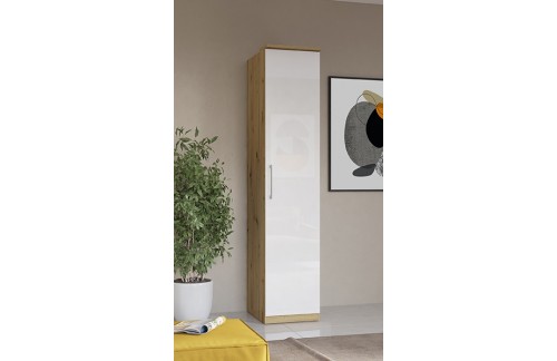 GARDEROBNA OMARA OPTIMA - ARTISAN HRAST/BELA VISOK SIJAJ