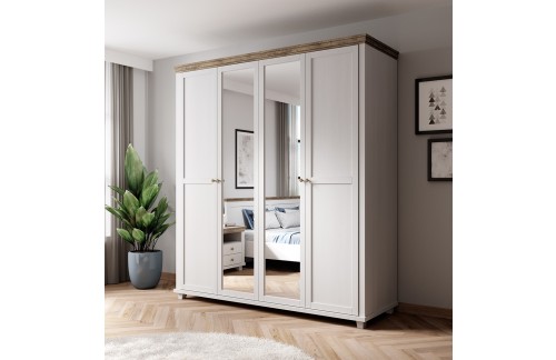 4-DELNA GARDEROBNA OMARA EVORA - BELA ABISKO PEPEL /HRAST