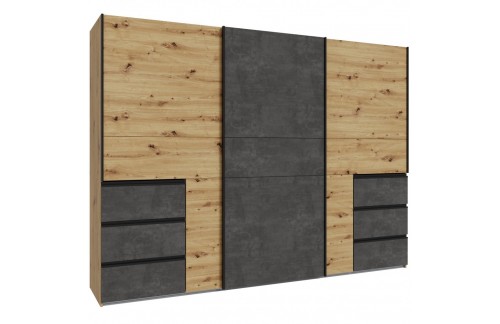 Garderobna omara WINN 2 W2QS13331 (hrast/temno siva)