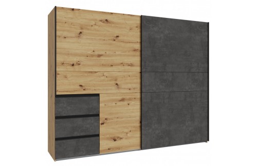 Garderobna omara WINN 2 W2QS52331 (hrast/temno siva)