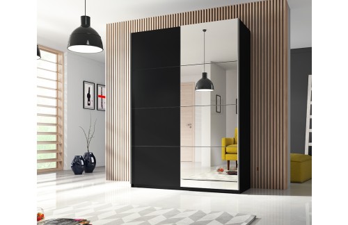 GARDEROBNA OMARA Z DRSNIMI VRATI(120) CM BETA - ČRNA