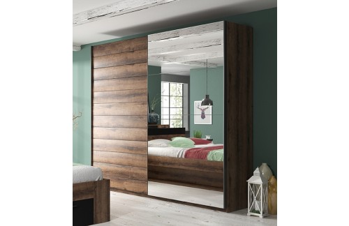 GARDEROBNA OMARA Z DRSNIMI VRATI BETA (180 CM) - SAMOSTANSKI HRAST