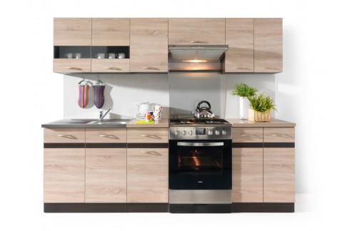 Kuhinja JUNONA (240 cm) - Sonoma hrast/Wenge RAZPRODAJA