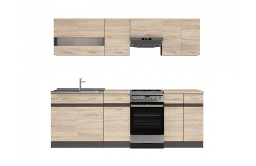 Kuhinja JUNONA (240 cm) - Sonoma hrast/Wenge