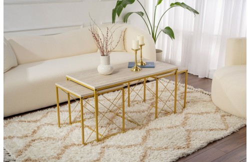 Klubska mizica Peron (Trevertin/Zlata)