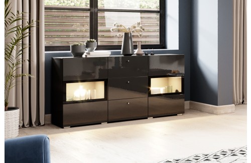 KOMODA ATHENS - MAT ČRNA/VISOK SIJAJ