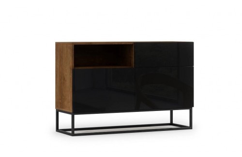 KOMODA AVORIO - HRAST/ČRNA VISOKI SIJAJ