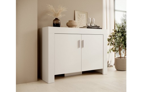 Komoda CESIRO 2D z dvema vratoma in tremi predali - BELA