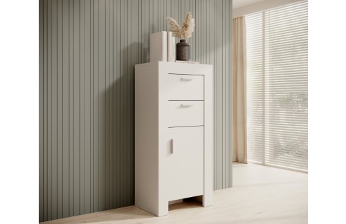 Komoda CESIRO z 2 predali in 1 vratci - BELA