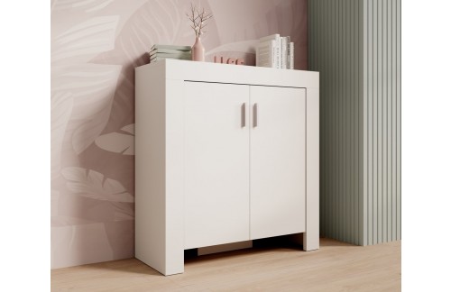 Komoda CESIRO z 2 vrati in 3 predali - BELA