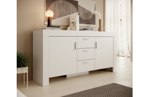 Komoda CESIRO z 2 vratoma in 3 predali, bela - BELA