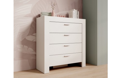 Komoda CESIRO z 4 predali v beli barvi - BELA