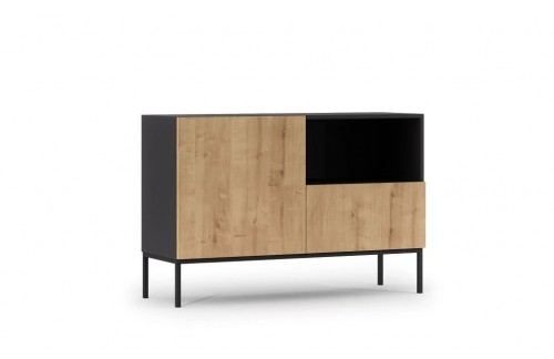 KOMODA LANZZI - ČRNA MAT/HRAST