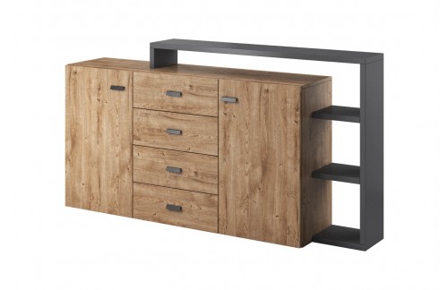 KOMODA LUCY 180CM - ANTRACIT/HRAST