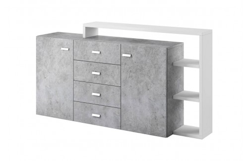 KOMODA LUCY 180CM - BELA/BETON