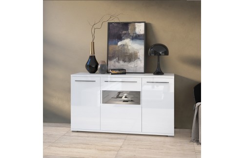 KOMODA RADDA PIANO K150-3KS Z OSVETLITVIJO - BELA