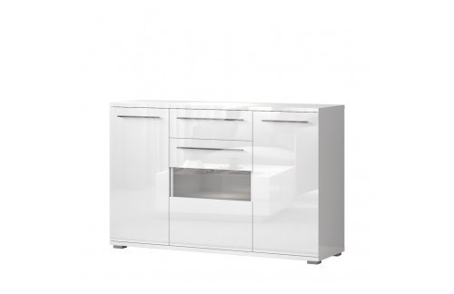 KOMODA RADDA PIANO K150V-3KS1F/PN Z OSVETLITVIJO - BELA