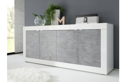 Komoda s 4 vrati bela/beton BASIC 209015-08B