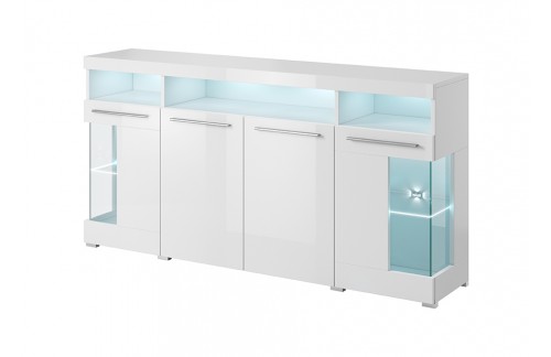 KOMODA S STEKLENIMI VRATCI INDIA - BELA