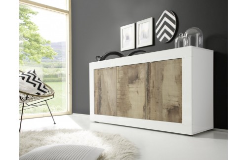 Komoda s tremi vrati bela/hrast BASIC 209015-05P