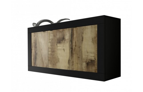 Komoda s tremi vrati v črni in hrast BASIC 208015-05P