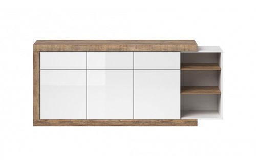 KOMODA SINTRA - HRAST SAMDAL/BELA VISOK SIJAJ