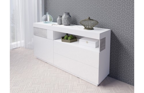 ELEGANTNA KOMODA STOCKHOLM 169CM BELA/BETON