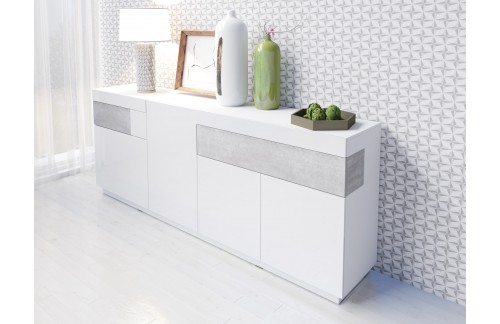 KOMODA STOCKHOLM 219CM BELA/BETON