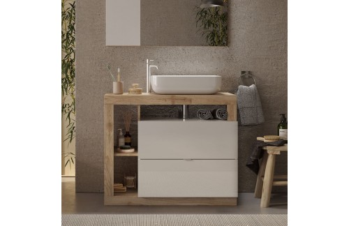 Kopalniški blok z 2 predaloma, bel/hrast, HAMBURG 439030K-T92