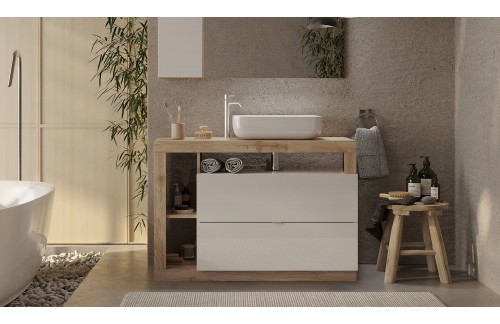 Kopalniški blok z 2 predaloma, bela/hrast, HAMBURG 439030K-T110