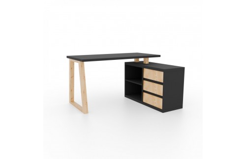 Kotna pisalna miza Iwo II s predali in polico - GRAFIT-HRAST