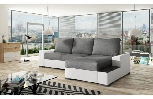 Kotna sedežna garnitura Negro z leseno polico