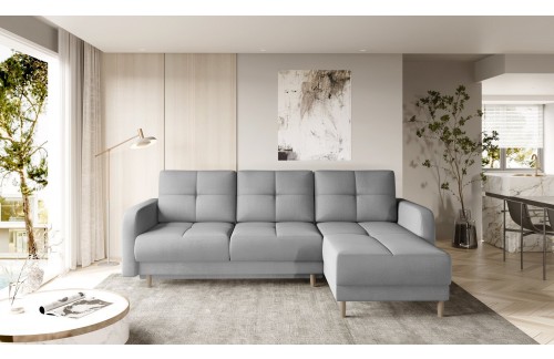 Kotna sedežna garnitura Roxi z ležiščem in shrambo