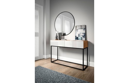 KOZMETIČNA MIZA AVORIO - HRAST/BELA VISOKI SIJAJ