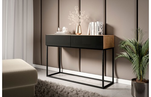 KOZMETIČNA MIZA AVORIO - HRAST/ČRNA VISOKI SIJAJ