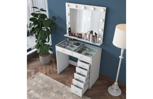 Kozmetična mizica Niran (Bela)