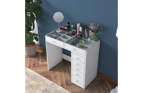 Kozmetična mizica Piral (Bela)